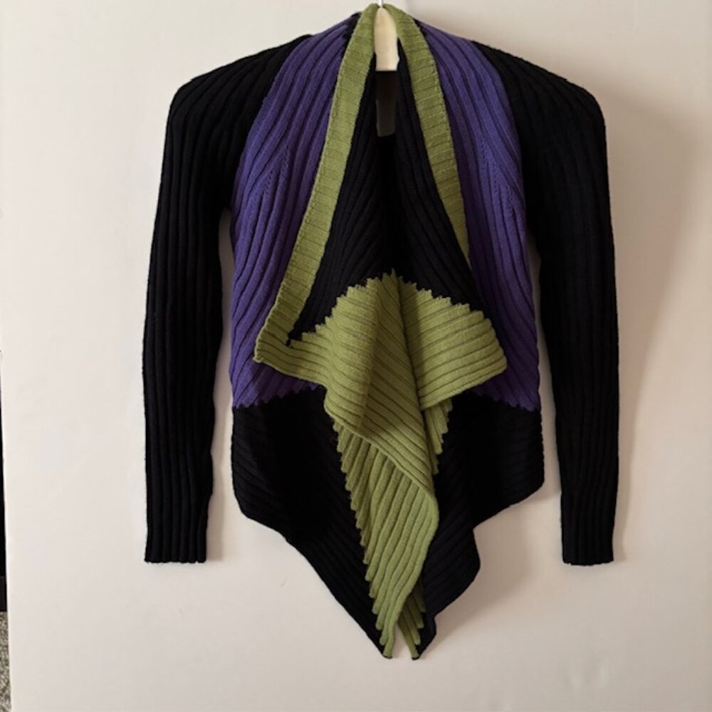 Alberto Kamali Colorblock Ribbed Cascade Sweater